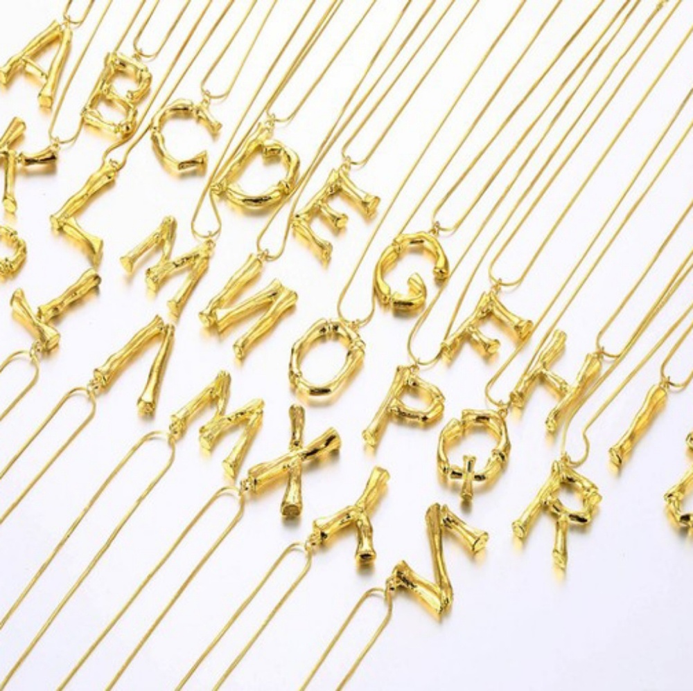 Alphabet Initial letter bamboo necklace chain - Picture 7 of 7